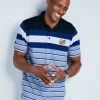 Short Sleeve Panelled Stripe Polo Shirt