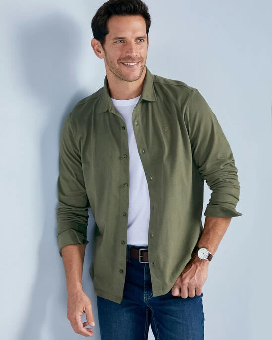 Cotton Jersey Shirt Khaki - Image 2