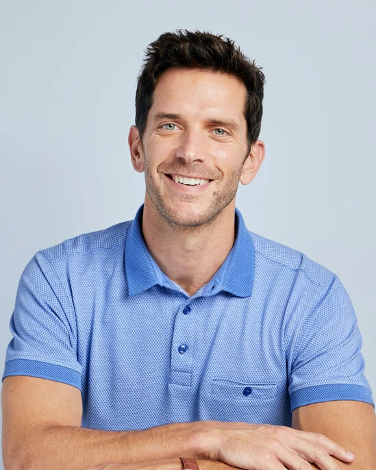 Luxury Textured Polo Shirt Navy - Image 11