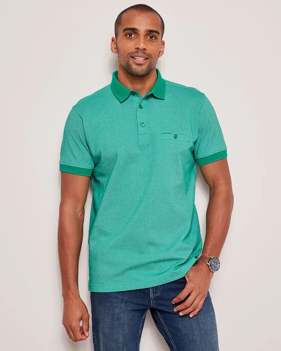 Luxury Textured Polo Shirt China Blue - Image 3