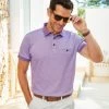 Luxury Textured Polo Shirt Pale Thistle