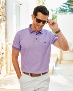 Luxury Textured Polo Shirt Pale Thistle