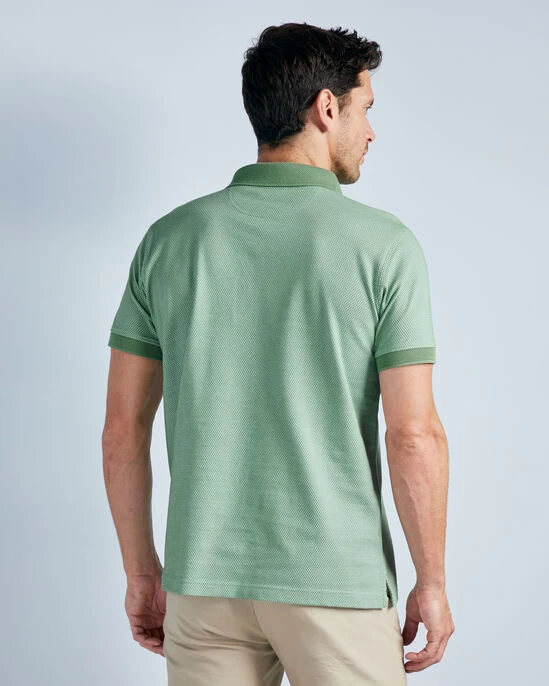 Luxury Textured Polo Shirt Navy - Image 16