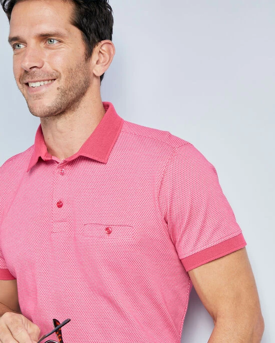 Luxury Textured Polo Shirt China Blue - Image 11