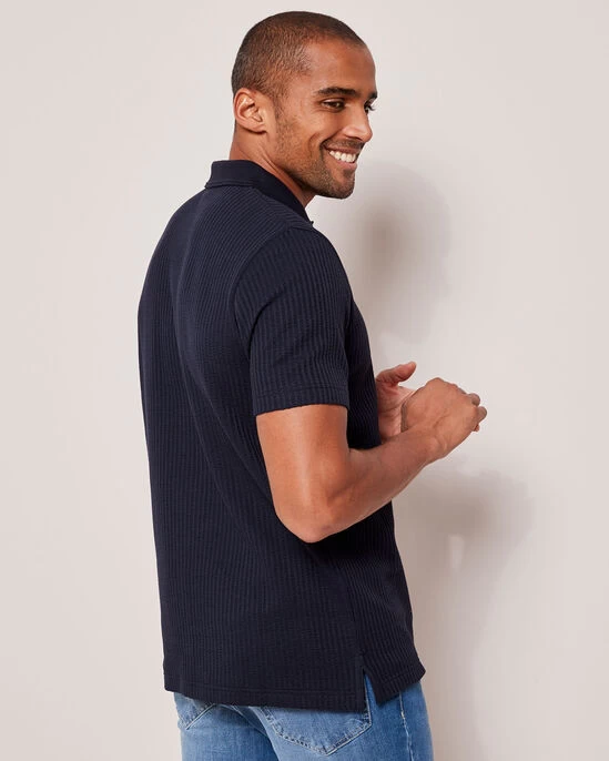 Seersucker Polo Shirt French Blue - Image 6