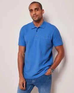 Seersucker Polo Shirt French Blue