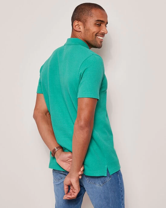 Seersucker Polo Shirt French Blue - Image 10