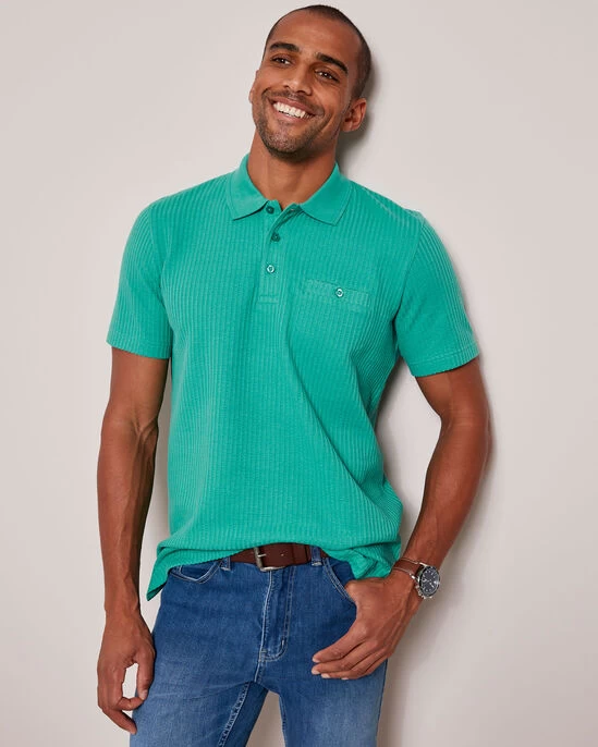 Seersucker Polo Shirt French Blue - Image 9