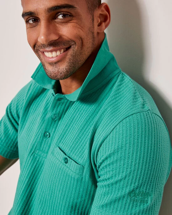 Seersucker Polo Shirt French Blue - Image 8