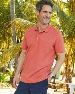 Seersucker Polo Shirt Soft Coral
