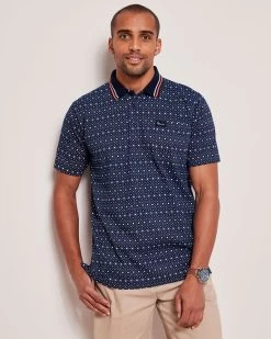 Short Sleeve Geo Print Polo Shirt