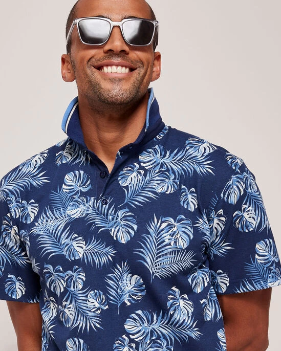 Short Sleeve Printed Polo Shirt Cornflower - Image 6