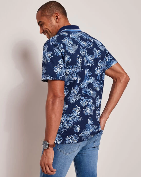 Short Sleeve Printed Polo Shirt Cornflower - Image 5