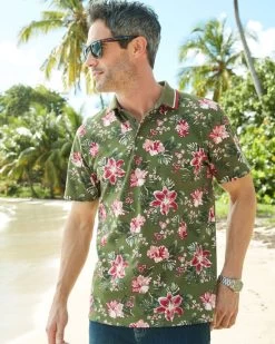 Short Sleeve Printed Polo Shirt Basil