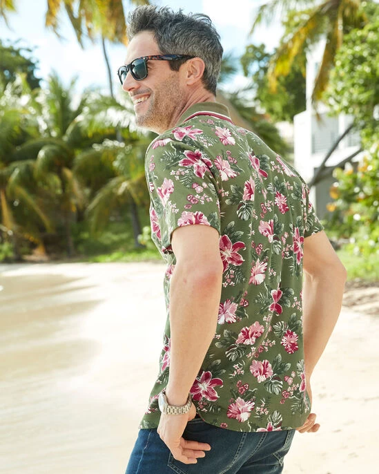 Short Sleeve Printed Polo Shirt Cornflower - Image 8