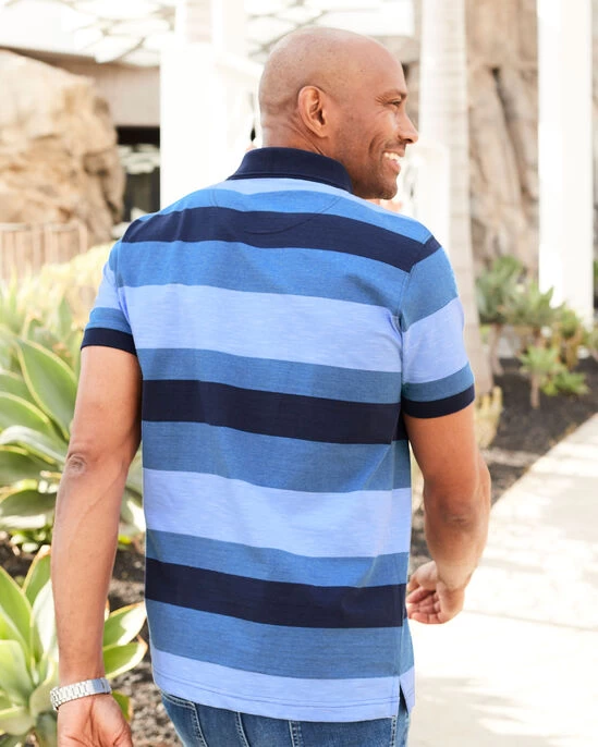 Zip Neck Stripe Polo Shirt - Image 2