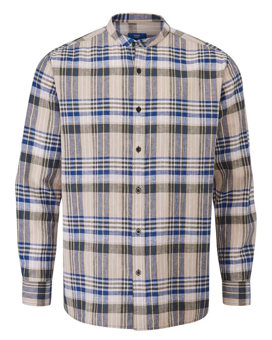 Long Sleeve Linen-Blend Grandad Shirt Deep Rose - Image 5