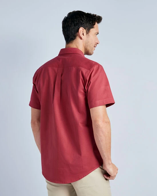 Short Sleeve Cotton Twill Shirt Raspberry - Image 2