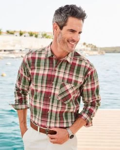 Long Sleeve Cotton Twill Check Shirt Basil