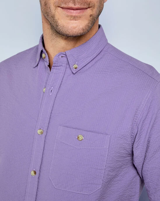 Classic Seersucker Shirt Apricot - Image 13