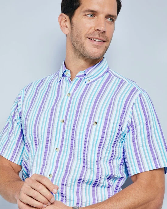 Classic Seersucker Shirt Apricot - Image 8