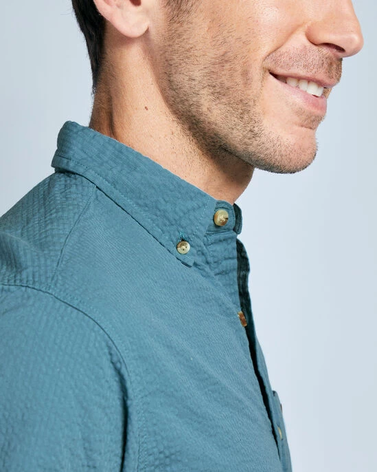 Classic Seersucker Shirt Apricot - Image 6