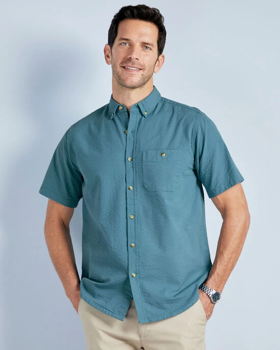 Classic Seersucker Shirt Apricot - Image 3