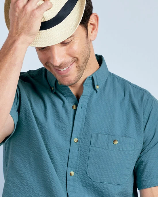 Classic Seersucker Shirt Apricot - Image 5