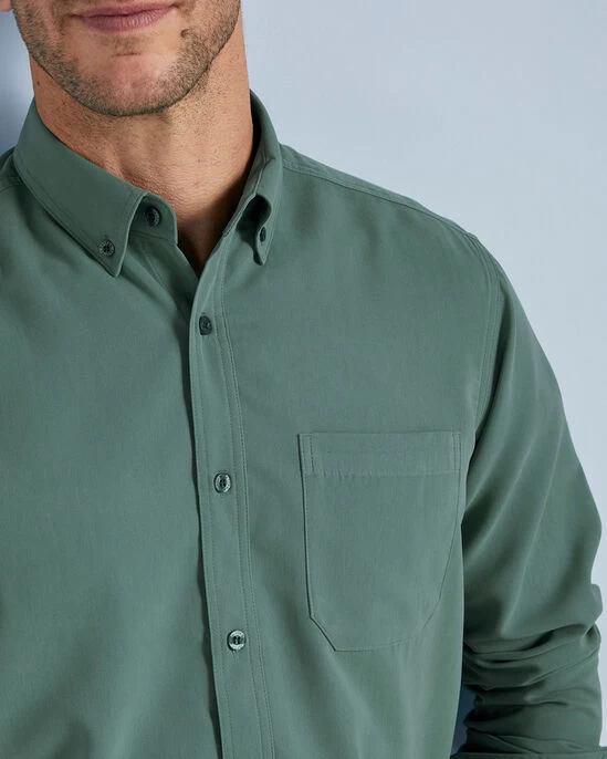Long Sleeve Soft Touch Shirt Washed Green - Image 3
