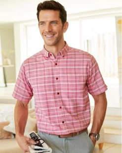 Short Sleeve Soft Touch Check Shirt Spring Rose