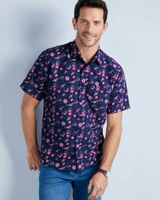 Short Sleeve Soft Touch Print Shirt Midnight - Image 8