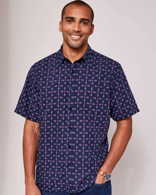 Short Sleeve Soft Touch Print Shirt Dark Sky - Image 12