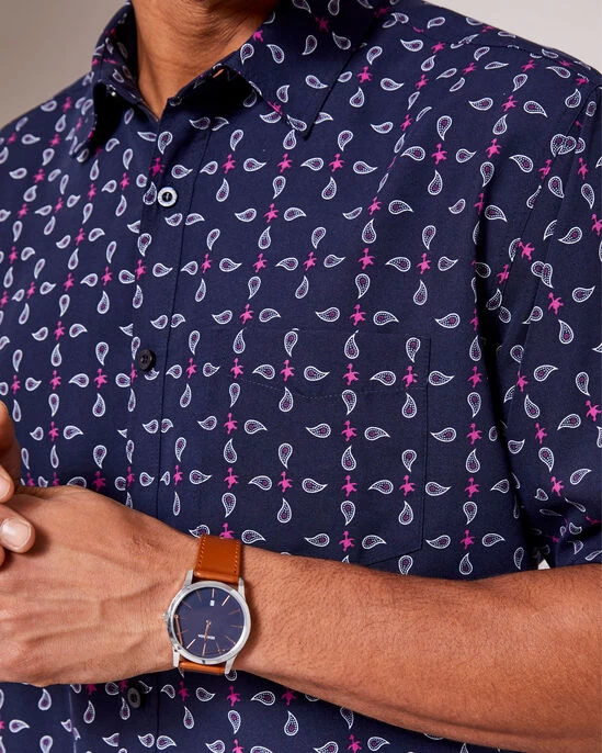 Short Sleeve Soft Touch Print Shirt Midnight - Image 3