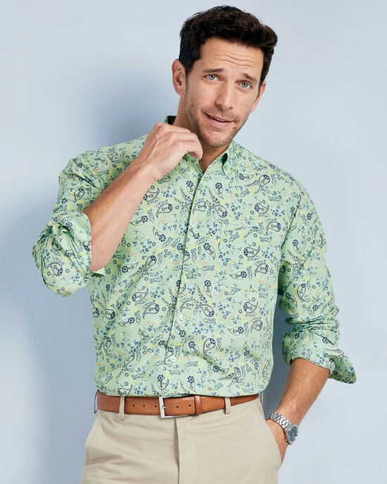 Long Sleeve Soft Touch Print Shirt Mid Blue - Image 4