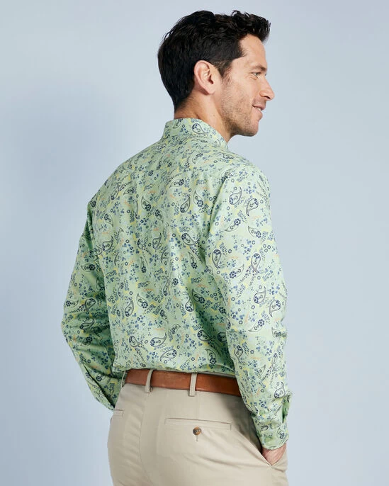 Long Sleeve Soft Touch Print Shirt Mid Blue - Image 5