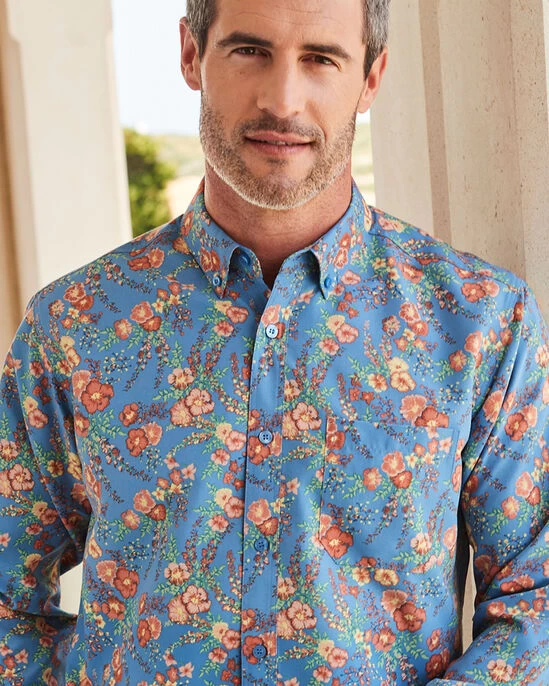 Long Sleeve Soft Touch Print Shirt Mid Blue - Image 2