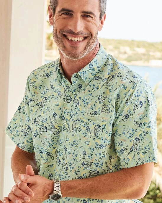 Short Sleeve Soft Touch Print Shirt Smoke Blue - Image 9