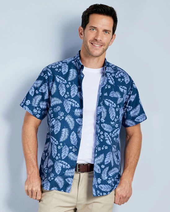 Short Sleeve Soft Touch Print Shirt Smoke Blue - Image 2