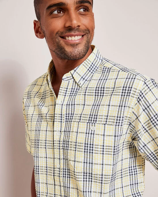 Short Sleeve Classic Seersucker Shirt Hot Pink - Image 4