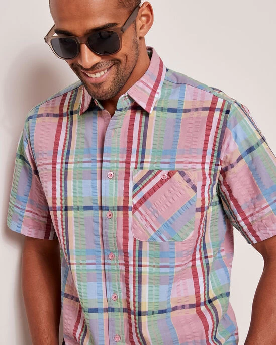 Short Sleeve Seersucker Shirt Soft Pink - Image 3