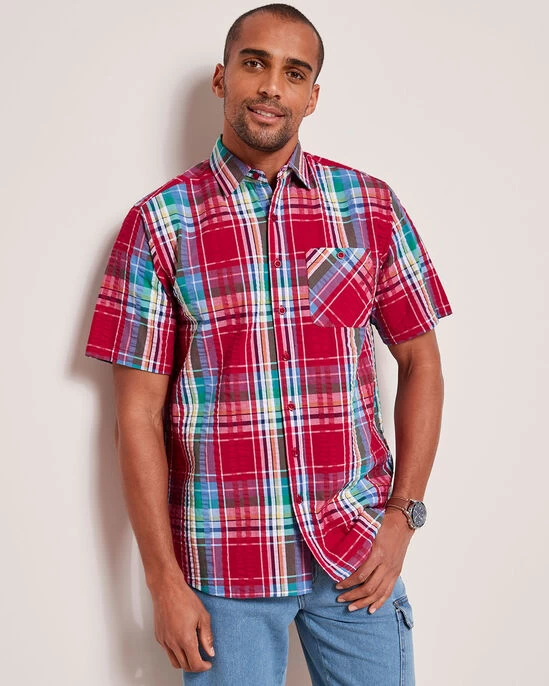 Short Sleeve Seersucker Shirt Soft Pink - Image 4