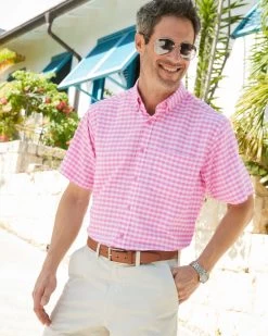 Short Sleeve Soft Touch Patterned Shirt Soft Pink