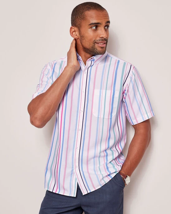 Short Sleeve Soft Touch Patterned Shirt White - Image 4