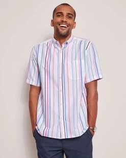 Short Sleeve Soft Touch Patterned Shirt White
