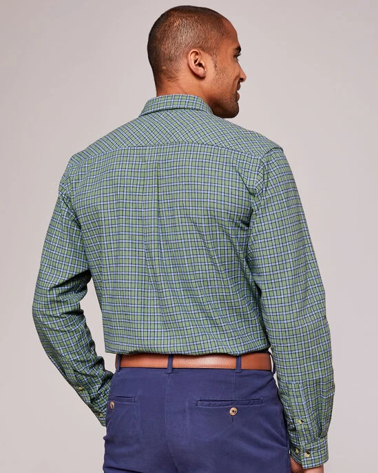 Long Sleeve Cotton Twill Check Shirt Midnight - Image 6