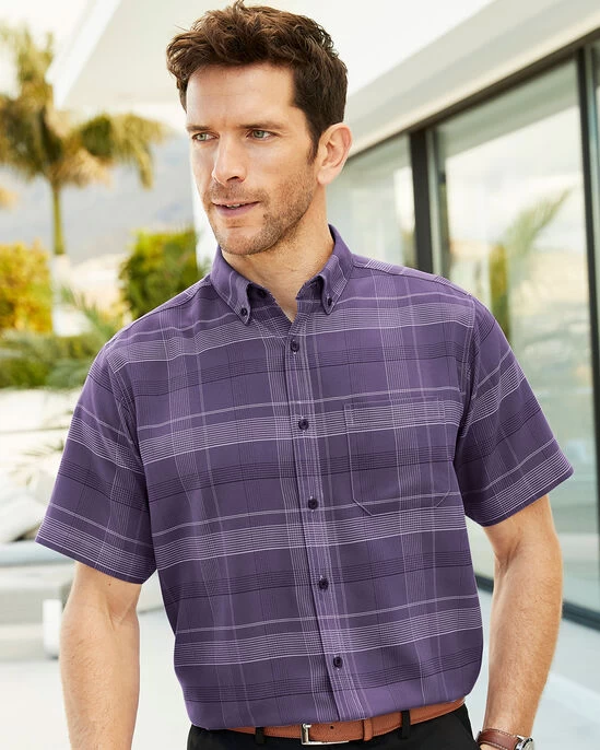 Short Sleeve Patterned Soft Touch Shirt Grape