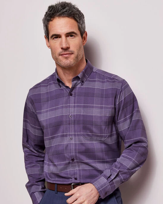 Long Sleeve Patterned Soft Touch Shirt Grape