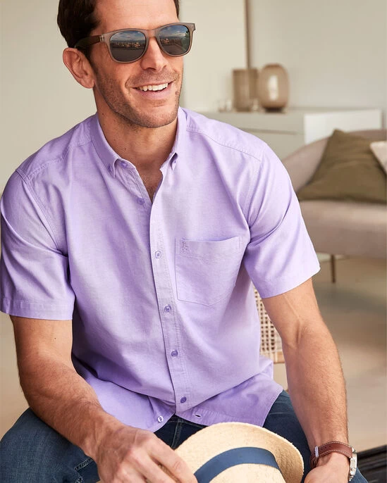Short Sleeve Oxford Shirt Pale Lilac - Image 2
