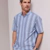 Short Sleeve Patterned Oxford Shirt Cornflower