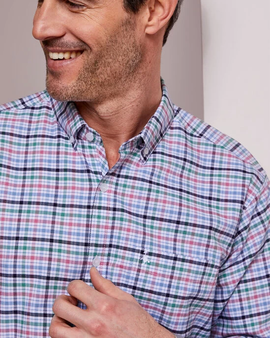 Long Sleeve Patterned Oxford Shirt Cornflower - Image 4